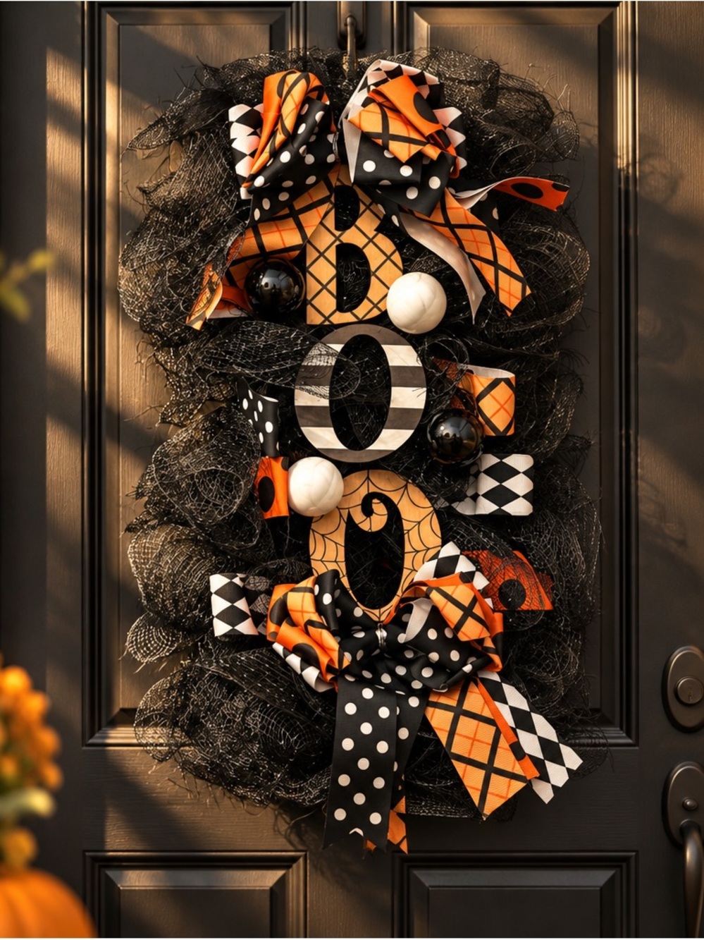 Festive Halloween Boo Door Wreath